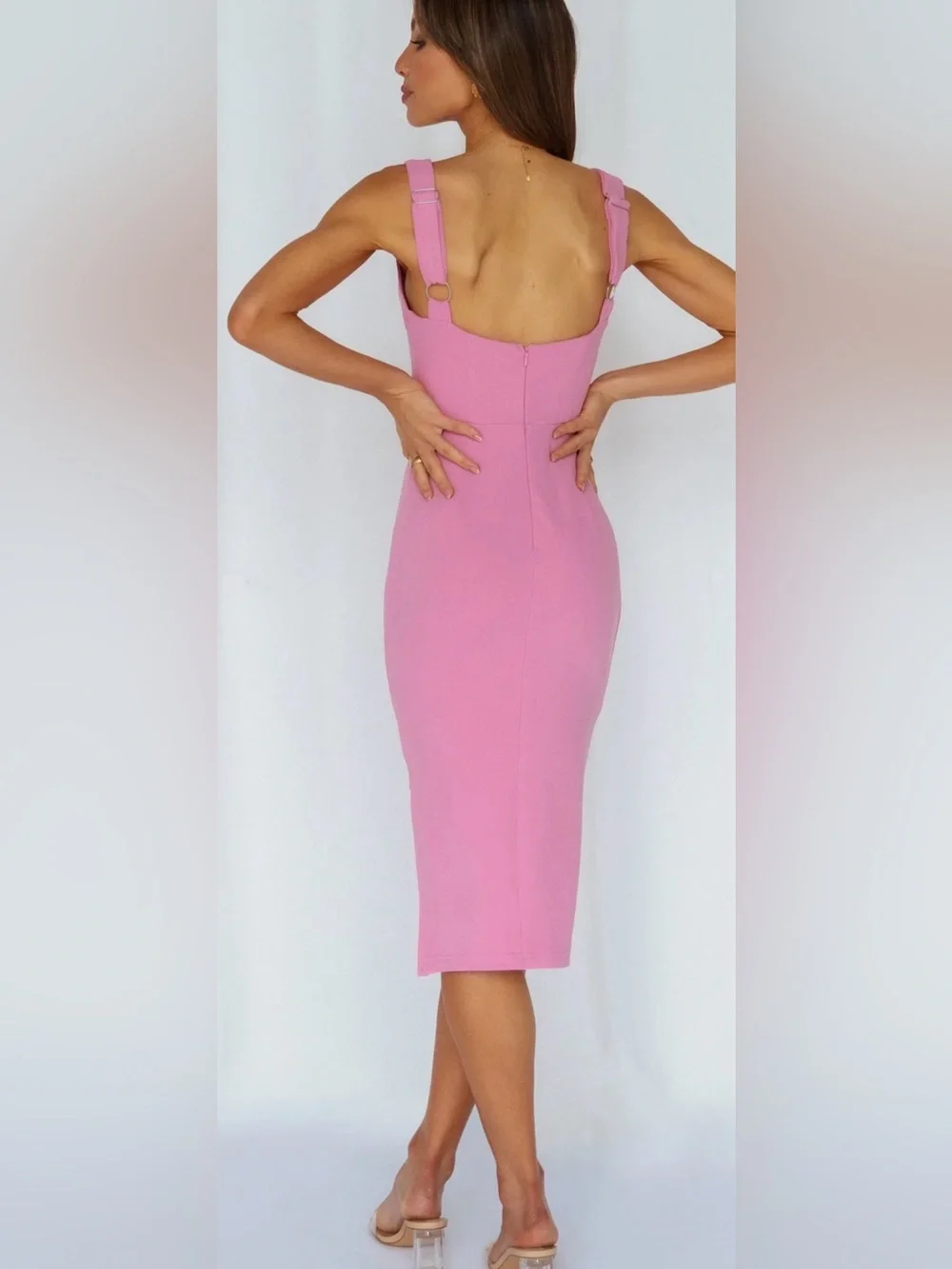 Hello Molly Pink Cowl Neck Midi Dress Women's Small - Picture 2 of 11